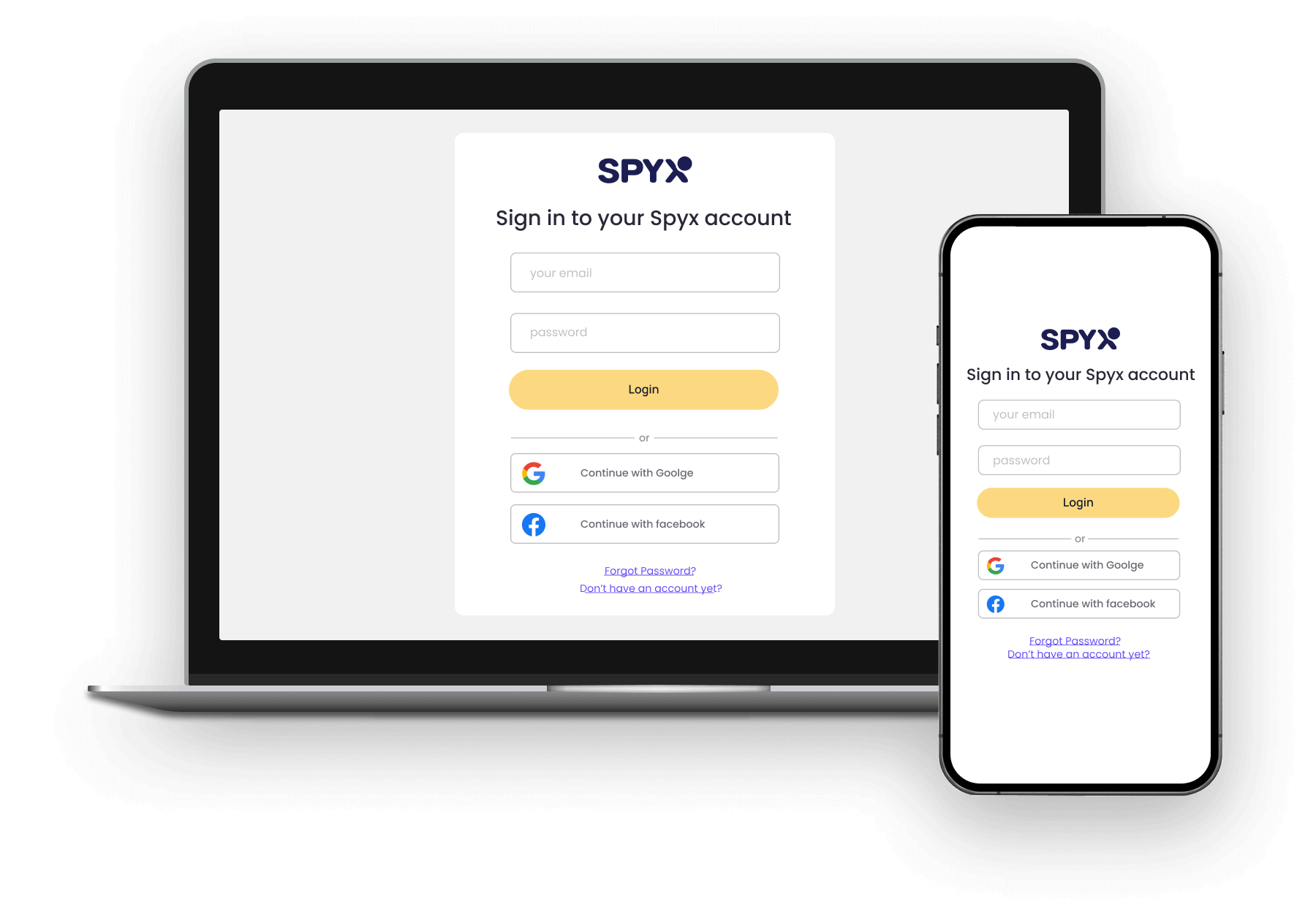 Choose your usual email as your account, set a password and register a spyx account.