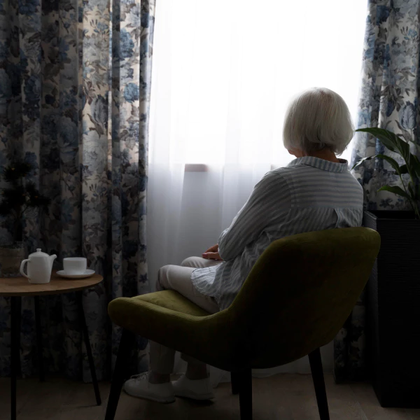 An elderly mother is suffering from mental health issues.